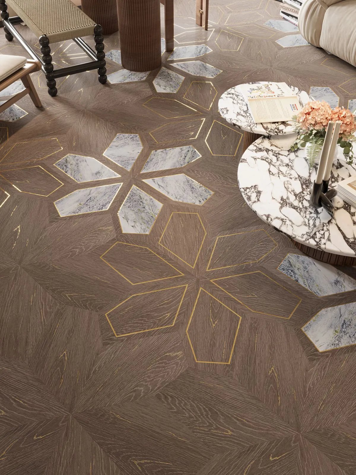 Dark Brown Petal Wood – Motif 2 JSM2645378H2 – phối cảnh 1