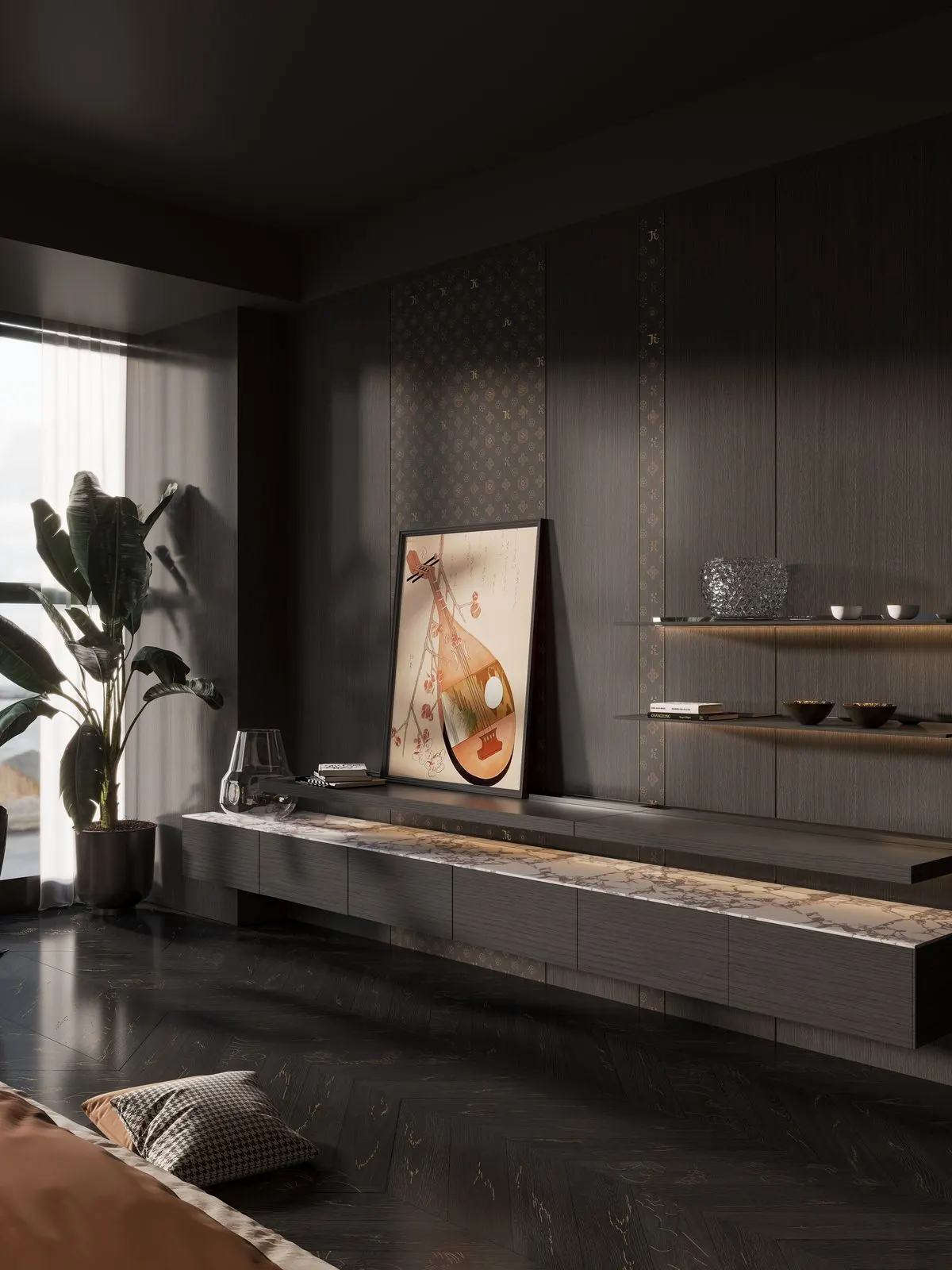 Dark Herringbone Wood JSM415388 – phối cảnh 3